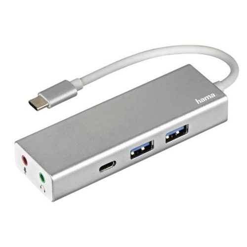 Hama 135758 ezüst USB 3.1 Type-C HUB (2x USB, 1x USB TYPE-C, 3,5MM JACK)