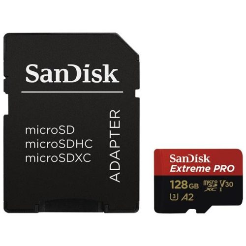 Sandisk 128GB SD micro (SDXC Class 10 UHS-I U3) Extreme Pro memória kártya adapterrel