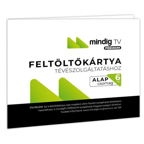 mindigTV PRÉMIUM Alap csomag Feltöltő kártya 6 hó Előre fizetett szolgáltatás