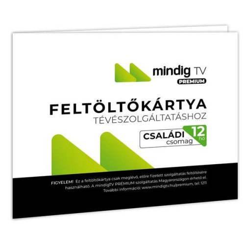 mindigTV PRÉMIUM Családi csomag Feltöltő kártya 12 hó Előre fizetett szolgáltatás