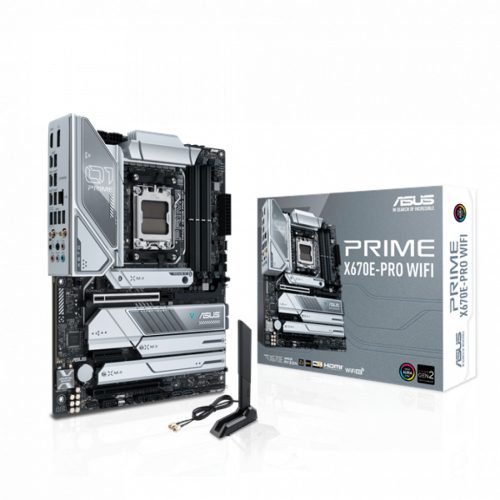 Asus Alaplap - AMD PRIME X670E-PRO WIFI AM5 (X670, ATX, 4xDDR5 6400+MHz, LAN, 4xSATA3, 4x M.2, HDMI+DP)