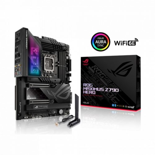 Asus Alaplap - Intel ROG MAXIMUS Z790 HERO LGA1700 (Z790, ATX, 4xDDR5 7800+MHz, 6xSATA3, 5xM.2, HDMI+2x Thunderbolt)