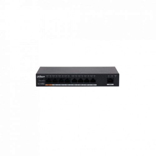 Dahua PoE switch - PFS3009-8ET1GT-96 (1x 10/100 (HighPoE/PoE+/PoE) + 7x 10/100(PoE) + 1x 10/100/1000 uplink, 96W)