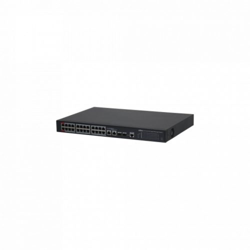 Dahua Menedzselhető PoE switch - PFS4226-24GT2GF-240 (24x gigabit PoE/PoE+ (240W) + 2x SFP uplink, 250m PoE)