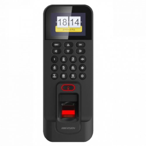 Hikvision Beléptető vezérlő - DS-K1T804AMF (Mifare(13.56Mhz), LCD, kártya/kód/ujjlenyomat, RJ45/RS-485/WG26/WG34, 12VDC)