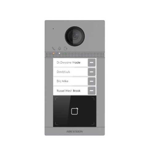 Hikvision IP kaputelefon - DS-KV8413-WME1 (2MP, kültéri egység, 4 lakásos, IP65, IR, I/O, wifi, Mifare kártyaolvasó)