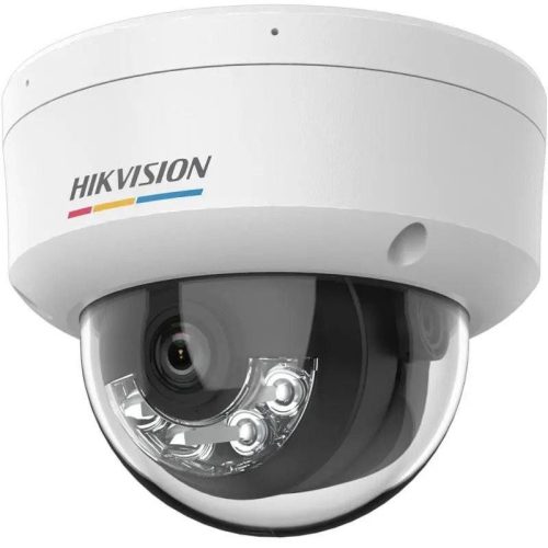 Hikvision 2 MP fix ColorVu IP dómkamera; IR/láthatófény; beépített mikrofon