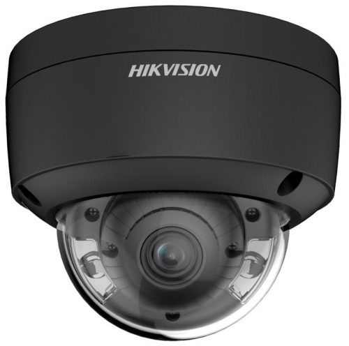 Hikvision 4 MP WDR fix ColorVu AcuSense IP dómkamera; láthatófény; hang I/O; riasztás I/O; mikrofon; fekete