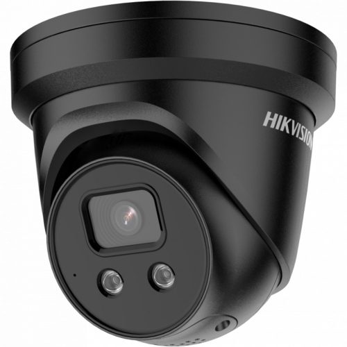 Hikvision 4 MP WDR fix EXIR AcuSense IP turret kamera; beépített mikrofon; fény/hangriasztás,fekete