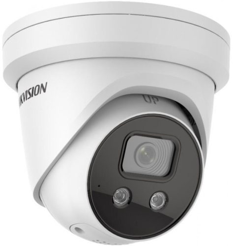 Hikvision 4 MP WDR fix EXIR AcuSense IP turret kamera; beépített mikrofon; fény/hangriasztás; riasztás I/O