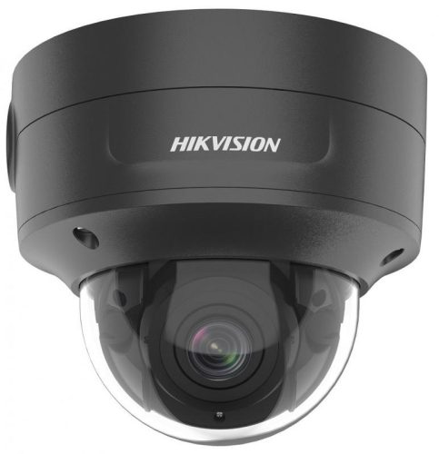 Hikvision 4 MP AcuSense WDR motoros zoom EXIR IP dómkamera; riasztás I/O; hang I/O; integrált RJ45; fekete