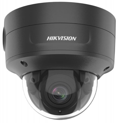 Hikvision 8 MP AcuSense WDR motoros zoom EXIR IP dómkamera; hang I/O; riasztás I/O; integrált RJ45; fekete