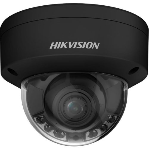 Hikvision 8 MP ColorVu WDR motoros IP dómkamera; IR/láthatófény; hang I/O; riasztás I/O; fekete