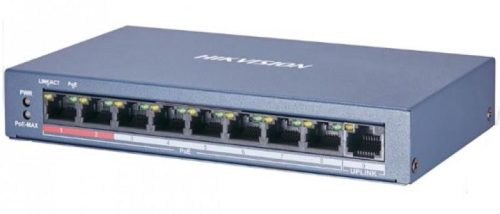 Hikvision 9 portos PoE switch (60 W); 8 PoE + 1 uplink port; nem menedzselhető
