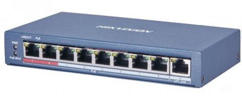 Hikvision 9 portos PoE switch (115 W); 8 PoE + 1 uplink port; nem menedzselhető