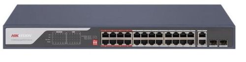 26 portos PoE switch (370 W); 24 PoE + 2 kombinált uplink port; nem menedzselhető