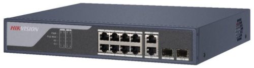 Hikvision 10 portos PoE switch (125 W); 8 PoE + 2 kombinált uplink port; smart menedzselhető