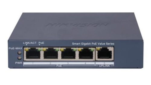 5 portos PoE switch (45 W); 4 PoE + 1 RJ45 uplink port; menedzselhető