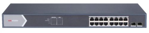 Hikvision 18 portos Gbit PoE switch (225 W); 16 PoE + 2 SFP uplink port; smart menedzselhető