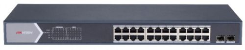 Hikvision 26 portos Gbit PoE switch (370 W); 24 PoE + 2 SFP uplink port; smart menedzselhető