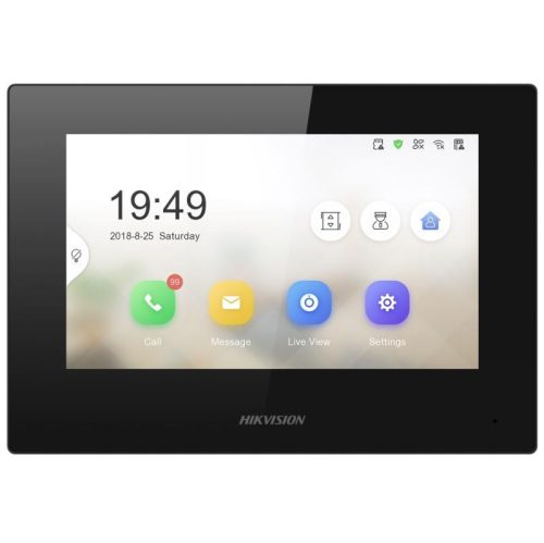 Hikvision IP video-kaputelefon beltéri egység; 7" TFT LCD érintő kijelző; 1024x600 felbontás