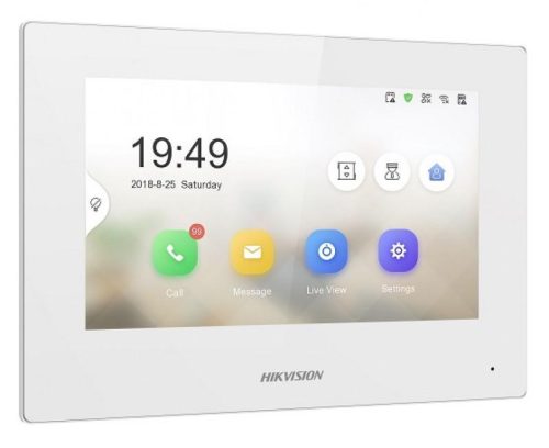 Hikvision IP video-kaputelefon beltéri egység; 7" LCD kijelző; 1024x600 felbontás; WiFi