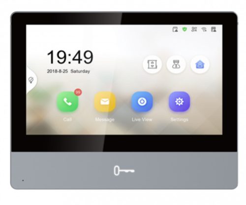 Hikvision IP video-kaputelefon beltéri egység; 7" LCD kijelző; 1024x600 felbontás; PoE