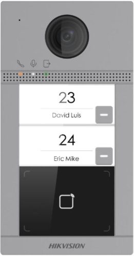 Hikvision Kétlakásos IP video-kaputelefon kültéri egység; kártyaolvasóval; IR-megvilágítás; WiFi; 12 VDC/PoE