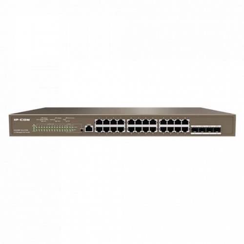 IP-COM Switch Vezérelhető PoE - G5328P-24-410W (L3; 24x1Gbps + 4xSFP port; 24 af/at PoE+ port; 370W; rack-mount)