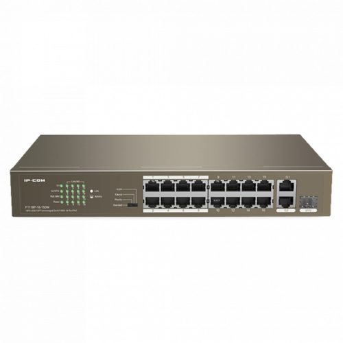 IP-COM Switch PoE - F1118P-16-150W (16x100Mbps + 2x1Gbps; 1x1Gbps SFP; 16 af/at PoE+ port; 130W)
