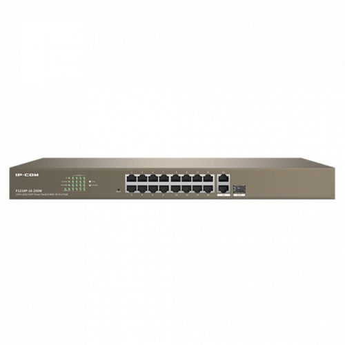 IP-COM Switch Vezérelhető PoE - F1218P-16-250W (16x100Mbps + 2x1Gbps; 1x1Gbps SFP; 16 af/at PoE+ port; 230W)