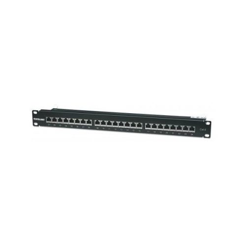 Manhattan Patch panel - CAT6 FTP árnyékolt patch panel, 24 portos, 1U, Fekete