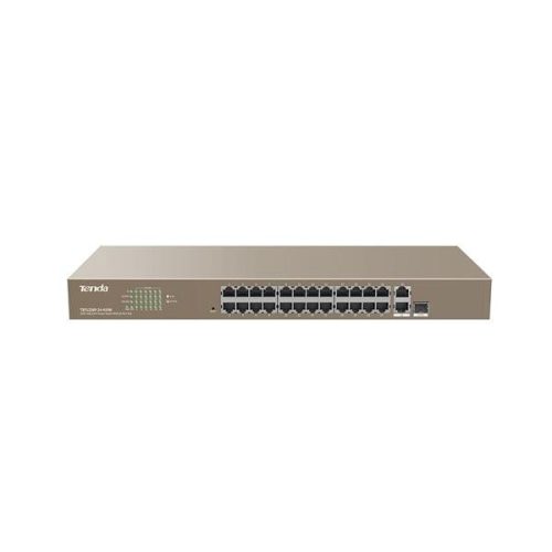 Tenda Switch Smart PoE - TEF1226P-24-440W (24x100Mbps + 2x1Gbps + 1xSFP port; 24 af/at PoE+ port; 370W; rack-mount)