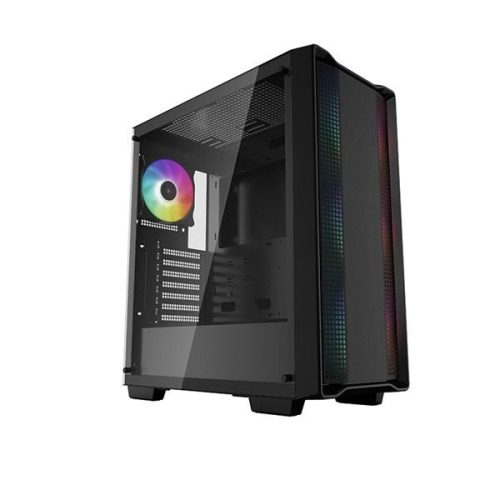 DeepCool Számítógépház - CC560 A-RGB (fekete, ablakos, 4x12cm venti, Mini-ITX / Micro-ATX / ATX, 1xUSB3.0, 1xUSB2.0)