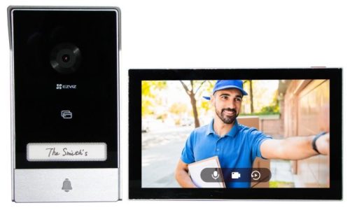 Egylakásos kétvezetékes IP video-kaputelefon szett; 3 MP kamera; 7" beltéri egység; wifi