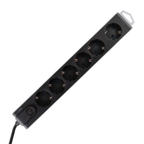 HOME NVT 6K-3/BK 6 aljzat 3méter 3x1,5mm2 fekete túlfeszültségvédett (3kV) elosztó