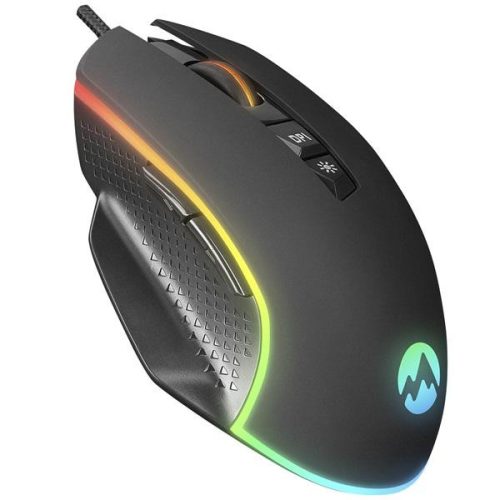 Everest Gamer Egér - RAGE-X2 (6400 DPI, 7gomb, 1,5m harisnyázott kábel, optikai, fekete, RGB LED)