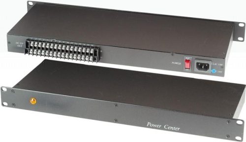 Stabilizált, kapcsolóüzemű tápegység; 16 db 12 VDC kimenettel; maximum 8 A; 1U rack kivitel