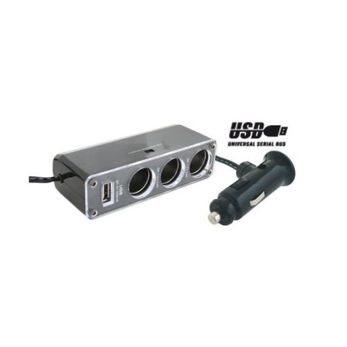 Somogyi SA 023 3-as + USB autós szivargyujtó elosztó