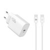 S-Link Hálózati töltő - SL-EC62TP (20W, QC4.0 Gyorstöltés,Type-C to Type-C, 100cm adat+töltőkábel, fehér)