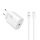 S-Link Hálózati töltő - SL-EC62TP (20W, QC4.0 Gyorstöltés,Type-C to Type-C, 100cm adat+töltőkábel, fehér)